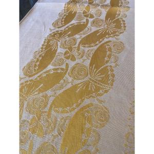 Tablecloth And 12 Napkins – Gold Reflection On A Cream Background   