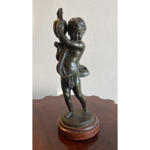 Clodion Bronze Sculpture Of A Child Or Putto With A Jug, 19th Century