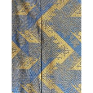 Royal Blue And Gold Fabric Remnant, 20th Century