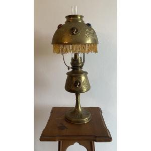Art Nouveau Brass Oil Lamp, 20th Century