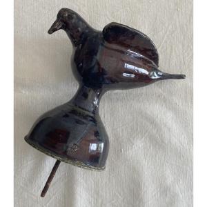 19th Century Glazed Terracotta Finial In The Shape Of A Bird Or Dove