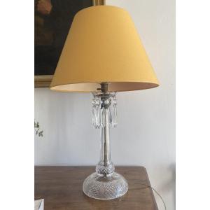 Large Cut Crystal Lamp With Pendants Late 19th Century