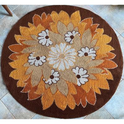 Round Carpet With Flower Decor 1970 From Maison Dolan