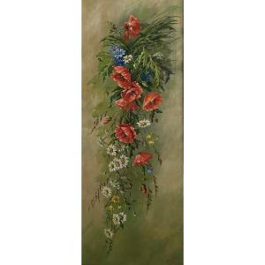 Table Oil On Canvas Bouquet Of Country Flowers Of The Twentieth