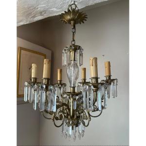 Bronze Chandelier - Crystal Drops - 19th Century - Napoleon. III