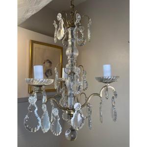 Bronze And Crystal Chandelier