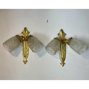 Pair Of Art Deco Wall Lights 
