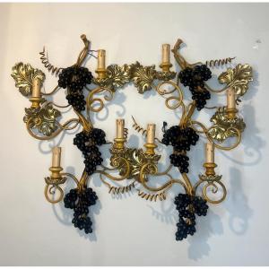 Large Pair Of Vine-decorated Wall Lights
