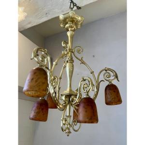 Daum Art Deco Tulip Chandelier