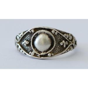 Silver Ring With The Representation Of An Eye.