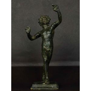19th Century Bronze Depicting A Dancing Faun. Pompeii.