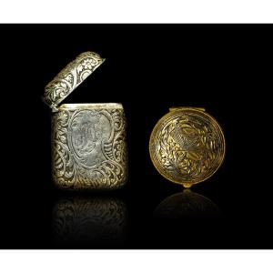 2 Boxes: Pillbox And Silver Lighter