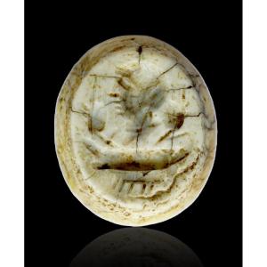 Roman Intaglio: Head Of A Man, Two Ears Of Whea, A Galley