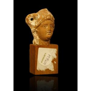 Egypt, Roman Period : Molded Terracotta Fragment : Goddess Minerva.