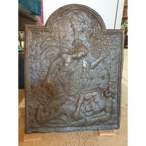 Cast Iron Fireplace Plate - Refined Patterns Draped Woman And Reclining Man