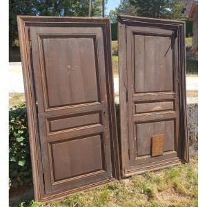 Pair Of Twin Attic Doors From A Hotel Dating From 1825, With Their Frames