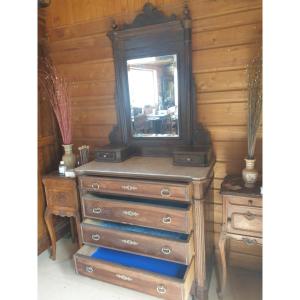 Chest Of Drawers - Walnut + Marble Dressing Table - Early 19th Century