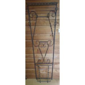 20th Century Wrought Iron Wall Coat Rack