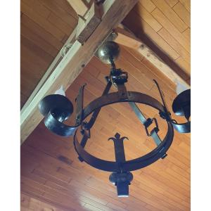 Chandelier - Wrought Iron Ceiling Light - Medieval Style