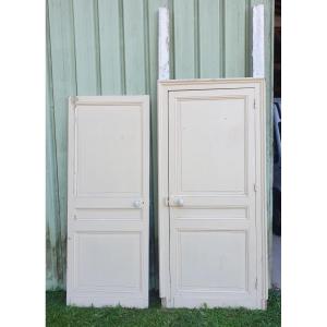 Pair Of Communicating Doors, One With Its Frame - 20th Century