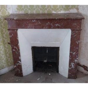 Red Marble Fireplace Surround - Early 20th Century