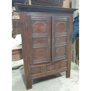 Elegant Dark Oak Wardrobe - Louis XIV Style - 19th Century
