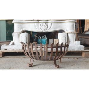 Arc-shaped Wrought Iron Log Holder - 20th Century