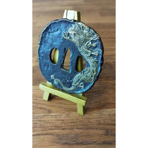 Rare And Ancient Air Dragon Tsuba, Awa Gata Type, With Twisted Edge