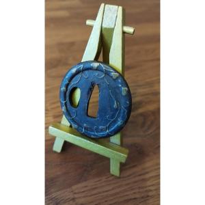 Rare And Quite Unusual Antique Edo Period Heianjo Type Tanto Tsuba.