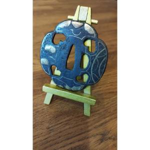 Antique Tsuba From The Late Edo Period, Made Of Shakudo (brass), 18th Century