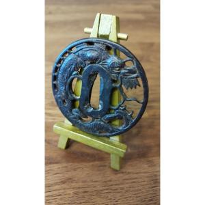 Tsuba, An Ancient Dragon From The Mid-edo Period (18th Century).