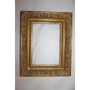 Cadre  19 ème En Bois Et Stuc Doré