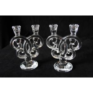 Pair Of Vannes Crystal Candlesticks