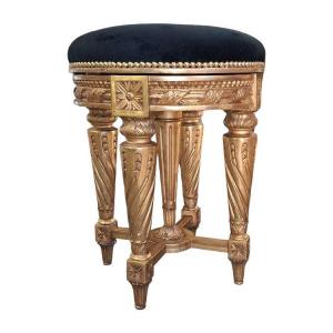 19th Century Gilded Wood Piano Stool 