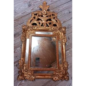 Mirror With Side Panels And A Gilded Carved Wooden Pediment