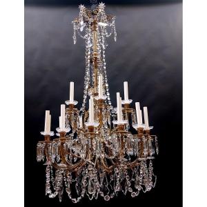 Large Baccarat Chandelier Napoleon III Style, Gas