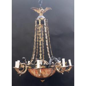 Belle Epoque Style Chandelier In Bronze, Gilt And Patinated