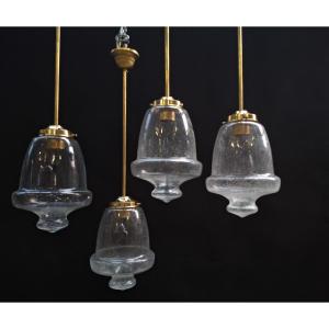 Lot: Glass Pendant Lights, Belgian Productions Around 1920