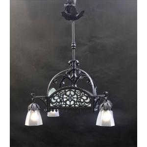 Art Deco Wrought Iron Chandelier