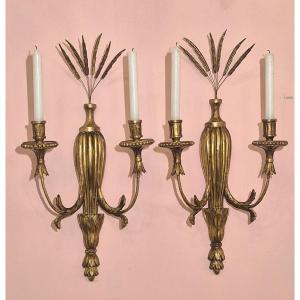 Pair Of Wall Sconces, 18th Century, Louis XVI Style