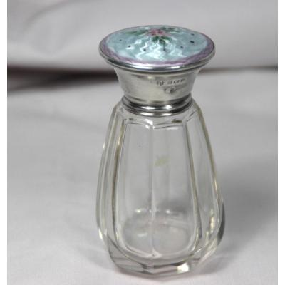 Perfume Bottle Crystal Silver And Enamel 1920
