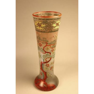 Enamelled Cornet Vase 1900