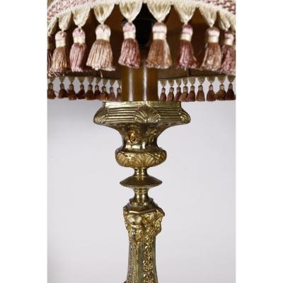 Grand Pique Candle In Brass Repousse Golden Nineteenth