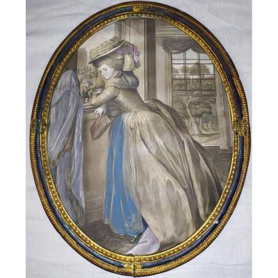 Estampe Aquarellée Fin XVIII ème