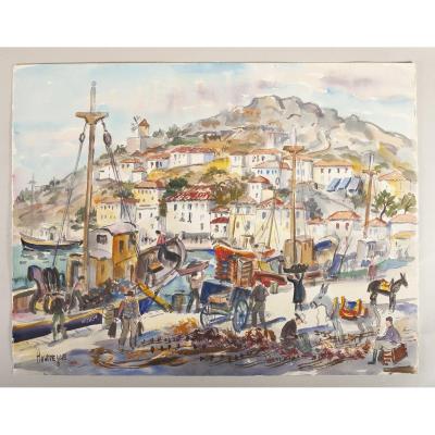 Aquarelle De Jean Hourrègue