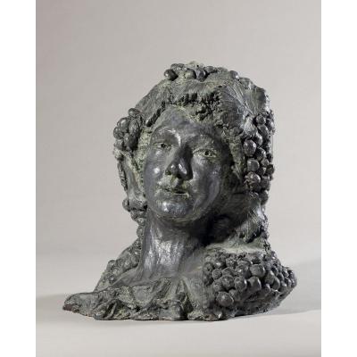 Sculpture En Terre cuite d'une Bacchante