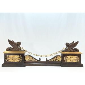 Fireplace Bar, Gilded And Patinated Bronze, Empire Period