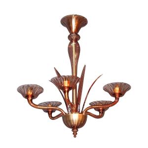 Amethyst Chandelier Signed Murano Circa 1940-50