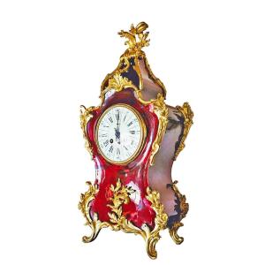 Cartel St L.xv Clock In Tortoiseshell And Gilt Bronze
