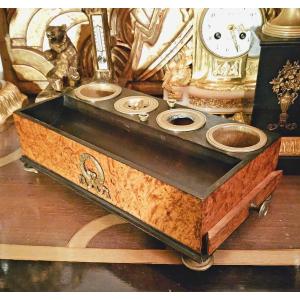 Empire Period Office Necessary In Elm Burl And Bronze